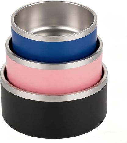 Stainless Steel Pet Bowl 64oz - Large Capacity Dog Cat Food Water Bowl, Non-Slip Pink Feeding Bowl for Medium Large Pets
