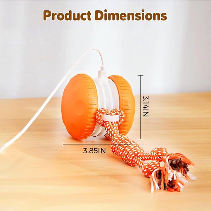 Interactive Dog Toy,2026 New Automatic Rolling Ball with Rope for Cat, Durable Dogs Rope Toy for Chewing and Playing, Dogs Ball Toy for Puppy Cats (Orange/2pcs)