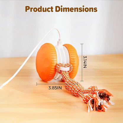 Interactive Dog Toy,2026 New Automatic Rolling Ball with Rope for Cat, Durable Dogs Rope Toy for Chewing and Playing, Dogs Ball Toy for Puppy Cats (Orange/2pcs)