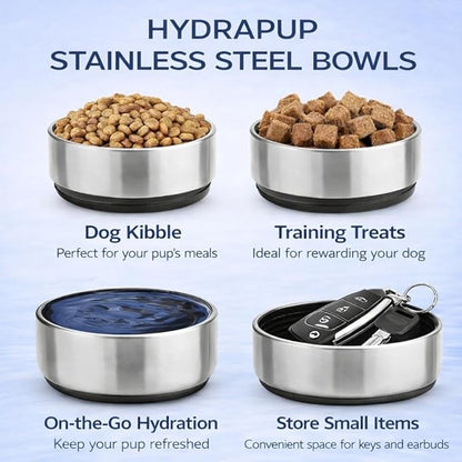 32oz Insulated Water Bottle with Dog Bowls – Human & Pet Shared Use, Stainless Steel Leakproof Travel Bottle (Matte Black)