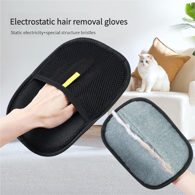 4Valley Electrostatic Pet Hair Removal Glove – Reusable Dog & Cat Hair Remover for Furniture, Couch, Carpet, Clothes, Car Seats & Pet Beds – Washable Static Fur Cleaning Glove