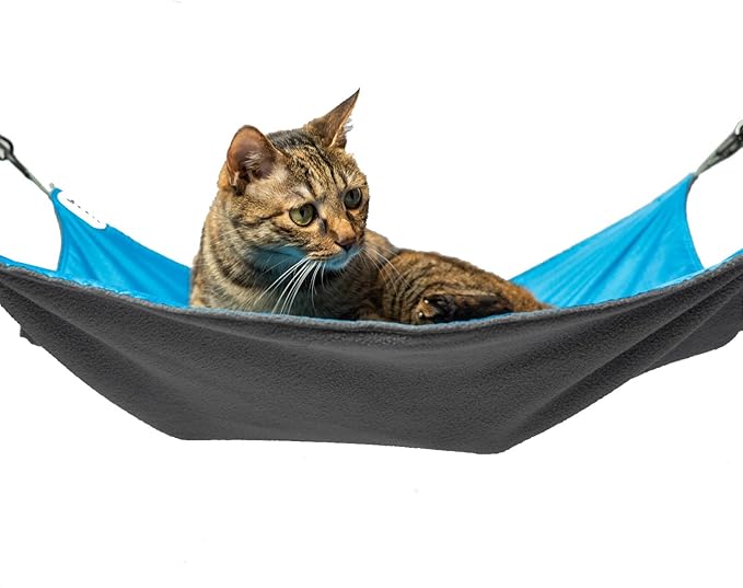 Extra Large Cat Hammock for Cage, Hanging Bed, Washable Soft Outdoor Mat, Waterproof Cooling Kittens Pad, Swing for Cats 26 x 20 inches (XX-Large, Blue)