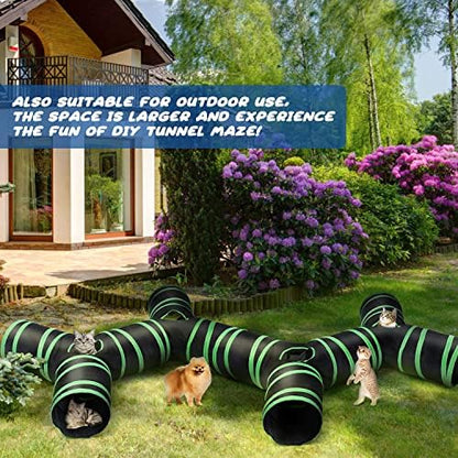 Upgraded Cat Tunnel Bone-Type, 4 Way Collapsible Cat Playhouse Pet Play Tunnel Tube with Storage Bag for Cats, Puppy, Rabbits, Ferret, Guinea Pig, Indoor and Outdoor Use - Image 7