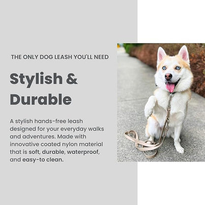 Hands-Free Waterproof Dog Leash, Adjustable Waist & Crossbody Dog Leash for Running, Walking & Hiking (Beige, 7 FT)