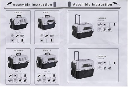 33 Inch Airline Approved Large Travel Dog Crate, Hard-Sided Pet Travel Kennel with Four Removable Wheels, Handles, Food and Water Bowls, for Car SUV Truck (33.1" L x 21.6" W x 25.2" H)