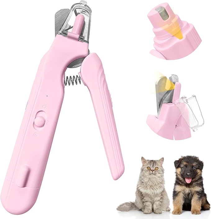 2-in-1 Dog Nail Trimmers & Dog Nail Grinder, Dog Nail Clippers with 2 LED Lights & Safety Guard, USB Rechargeable, Multiple Grinding Methods for Small, Medium, and Large Dogs & Cats (Pink)