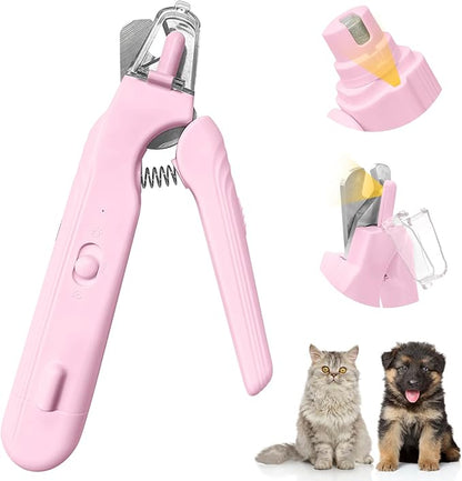 2-in-1 Dog Nail Trimmers & Dog Nail Grinder, Dog Nail Clippers with 2 LED Lights & Safety Guard, USB Rechargeable, Multiple Grinding Methods for Small, Medium, and Large Dogs & Cats (Pink)