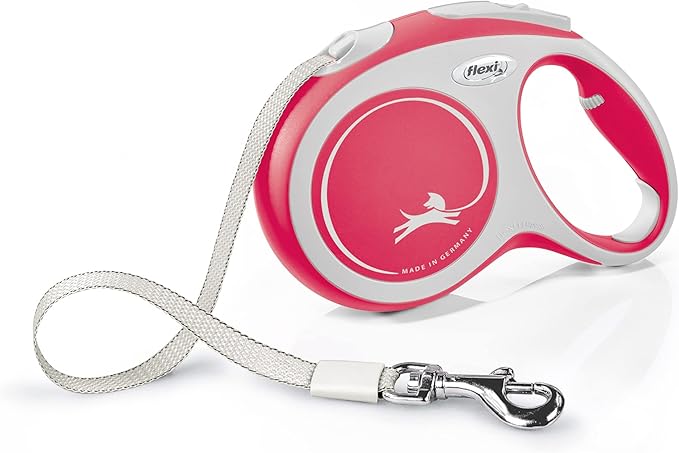 Flexi New Comfort Tape Grey & Red Large 5m Retractable Dog Leash/Lead for Dogs up to 60kgs/132lbs