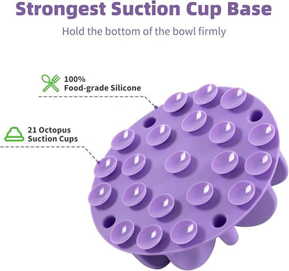 Jaoul Slow Feeder Dog Bowls Insert, Puzzle Slow Feeder Insert with 21 Octopus Suction Cups for Small Breed Dog Food Bowls (4 inch, Purple)