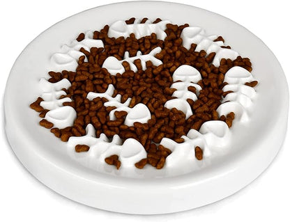 Lorde Slow Feeder Cat Bowls, Ceramic Fun Slow Feed Interactive Bloat Stop Puzzle Cat Bowl Healthy Eating Diet Pet Dog Slow Feeding Bowls… (Fish Bone)