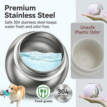 2 in 1 Portable Dog Water Bottle for Small Pet, Travel Foldable Bowl Dispenser, Outdoor Walking Collapsible Feeder, Leak-Proof Silicone Puppy Drinking Tumbler 285ml Gear Supplies