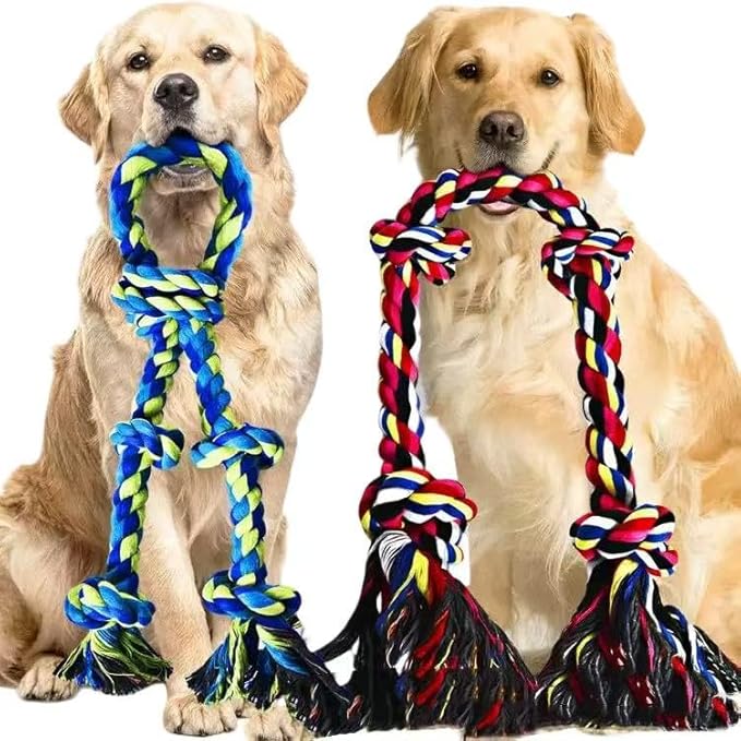 Dog Rope Toys for Small Dogs, Cotton Teething Chew Toys, Interactive Tug of War, 2 Pack (Picture Color)