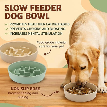 Sustainable Dog Slow Feeder Bowl – 27.7 OZ (820 ML) | Eco-Friendly Material, Dishwasher Safe | Suitable for Dry and Wet Food | Durable and Easy to Clean | Mint Green