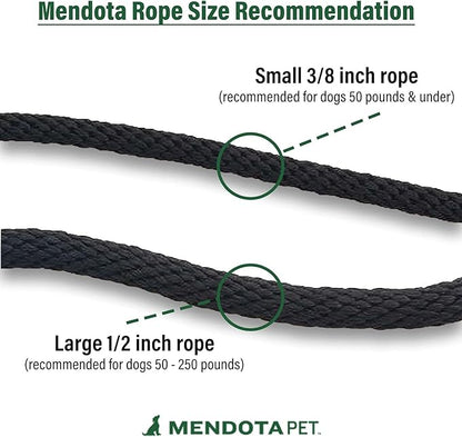 Mendota Pet Snap Leash - British-Style Braided Dog Lead, Made in The USA - Arctic Blue, 3/8 in x 4 ft - for Small/Medium Breeds