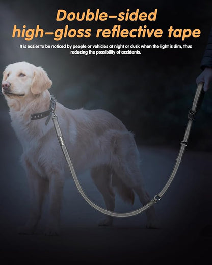 Hands Free Dog Leash, Multifunctional Crossbody Heavy Duty Dog Leash, 9.5 ft Long Waist Belt with Car Safety Buckle for Medium and Large Dogs Walking,Jogging,Running,Training (Grey 5.9-9.5ft).