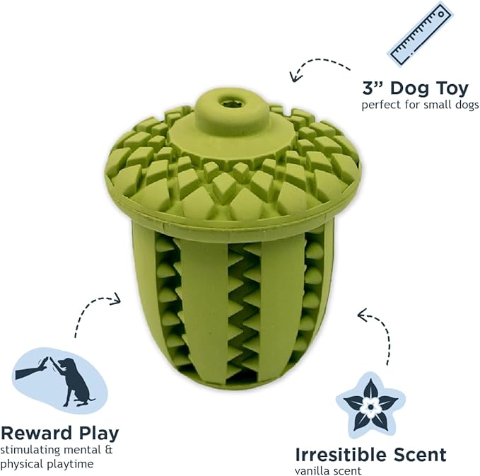 Tall Tails Acorn Natural Rubber Reward Toy for Dogs - Use for Spreadables Treats and Kibble Play