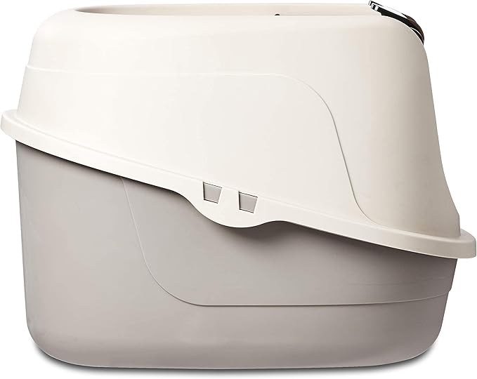 Amazon Basics No-Mess Hooded Enclosed Cat Litter Box with Odor Control and Swinging Door, Standard, 21" x 16" x 15", Multicolor