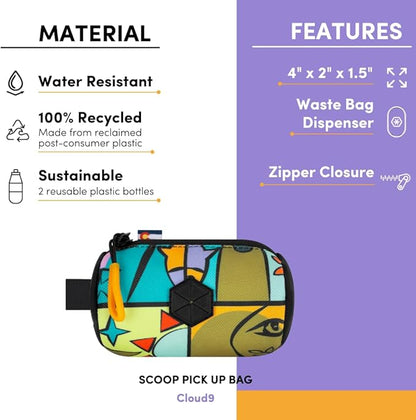 OllyDog Scoop Pick Up | Dog Poop Bag Holder | Lightweight & Water-Resistant Dispenser | Leash Attachment for Hands-Free Carry | Fits Standard Waste Bag Rolls (Cloud9)