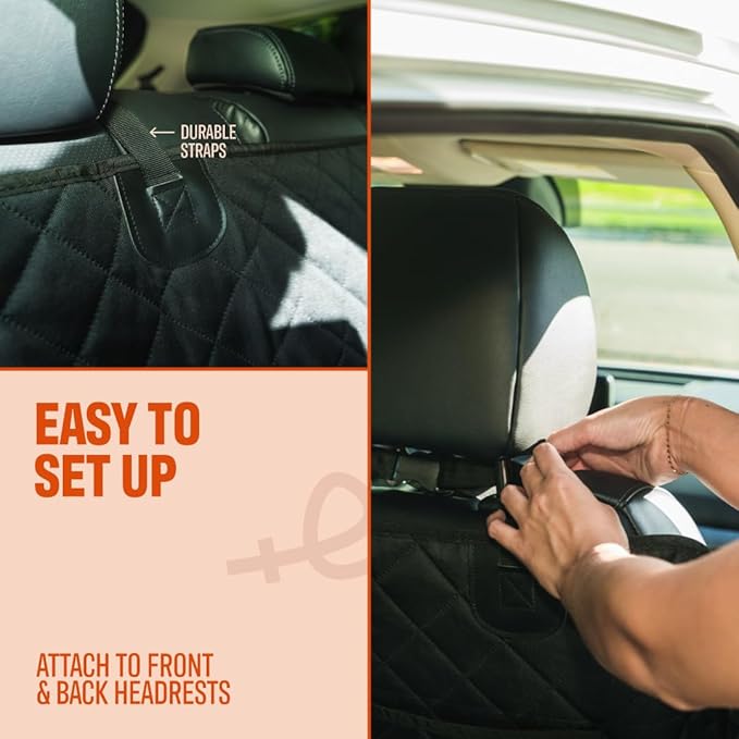 Dog Backseat Extender - Pet Car Seat Cover Hammock & Back Seat Protector | Durable Bridge Protects from Fur Dirt & Claws | Universal Fit for Cars Trucks & SUVs