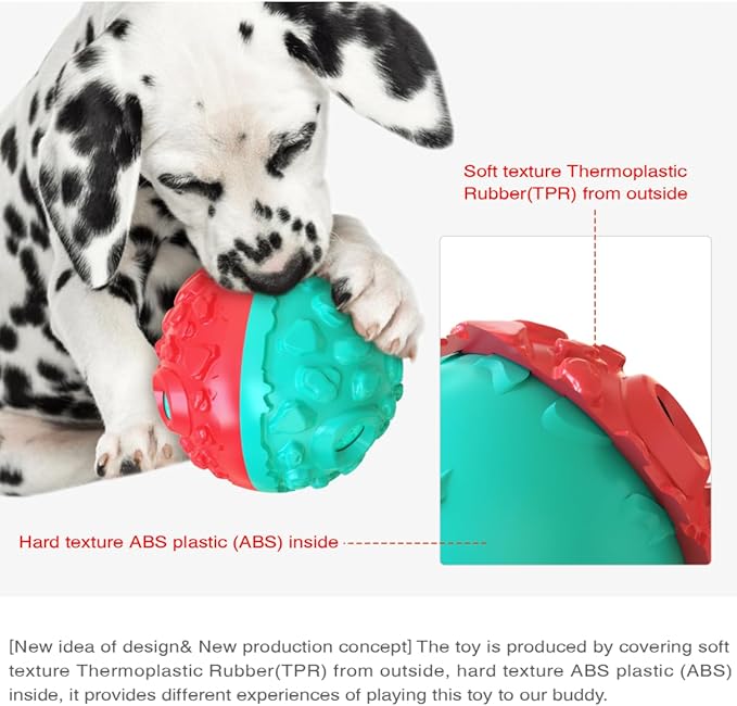 CYBERNOVA Interactive Dog Toys,Dog chew Ball, Fun Squeaky Sound Ball for Small Medium Large Breeds (red+Blue)