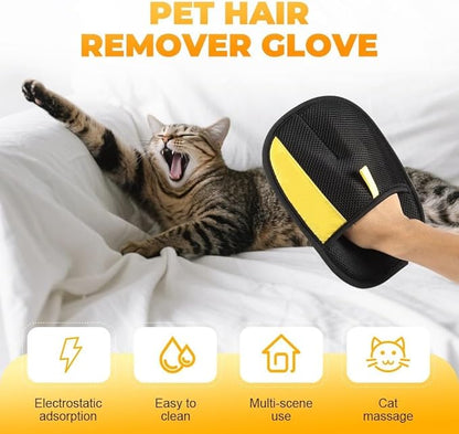 Pet Hair Removal Glove for Cats and Dogs,Premium Upgraded Reusable Electrostatic Pet Hair Gloves, Brush Pet Hair Remover Tool for Clothing, Laundry, Couch, Carpet, Car Seat