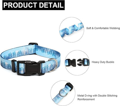 Mercano Adjustable Dog Collar - Special Design Patterns, Soft Nylon Comfortable Durable Pet Collar for Small Medium Large Dogs (XS, Forest)