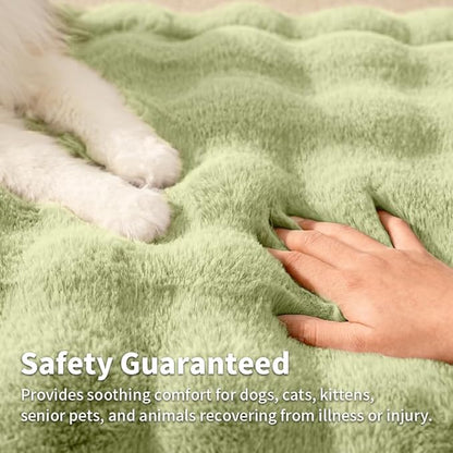 Cat Bed Mat, Soft Plush Faux Fur Kneading Pet Bed, Machine Washable Cat Sleeping Pad for Indoor Cats & Kittens, Non-Slip Fluffy Cat Rug for Couch Sofa Floor, 23x15 Inch Green
