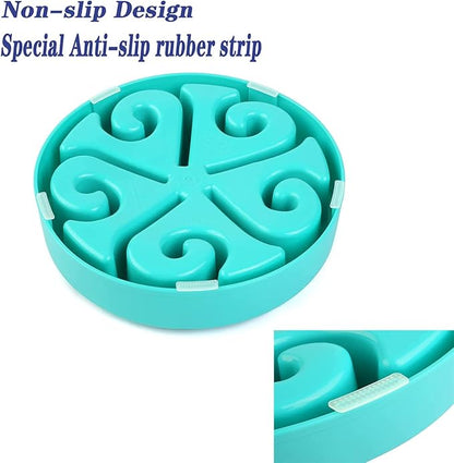 Dog Bowl Slow Pet Feeders Non Skid Bowl Dog Water Bowl Dry Food Bowl Slow Feeder Fun Slow Eating Bowl for Small Dog Large Dog Medium (Light Blue, L)