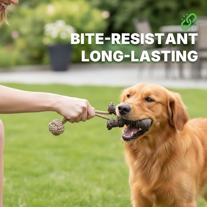 Rugged Rope Dog Tug Toy - Tough Dog Toys for Aggressive Chewers, Dog Chew Toy Promotes Dental Care and Reduces Boredom