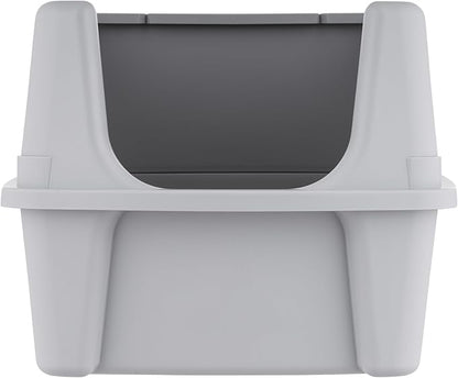 IRIS USA Large Open Top Cat Litter Box with High Sided Walls Tall Scatter Shield Scoop Included Easy Clean Plastic Pan Stain Resistant for Big Cats Kittens Indoor Multi-Cat Households