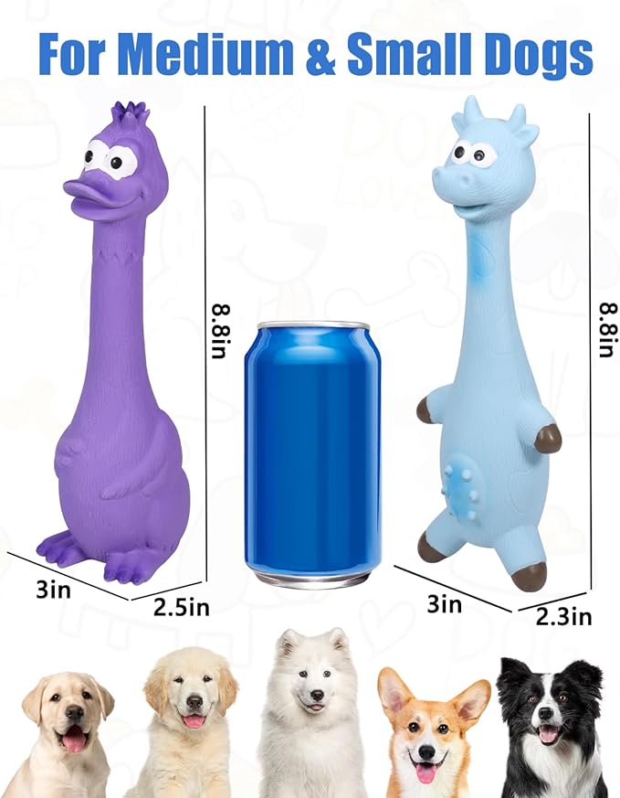 Dog Toys Squeaky, Funny Animal Interactive Latex Rubber Squeak Pet Toy Pack for Puppy Small Medium Breed Dogs