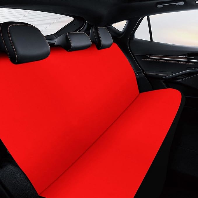 Women's Car Seat Cover, Padded Rear Bench Universal Fit Auto Soft Back Seat Cover, Dirt Proof Dog Car Back Seat Cover Compatible with Red