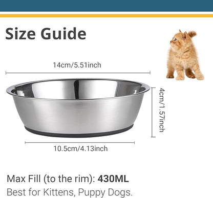 PEGGY11 Lightweight Stainless Steel Cat Bowls - 1.8 Cup, 2 Pack