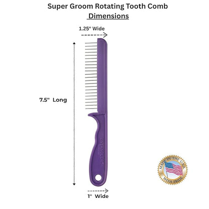 Super-Groom Combs with Smooth Rotating Teeth for Painless Mat Removal (Royal Purple, 22 Coarse-Teeth)