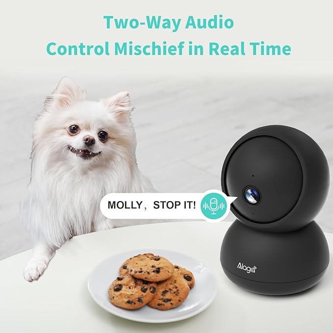 5MP Indoor Security Camera, 2.4G/5G Dual-Band WiFi Home Camera with 360° View, Smart Motion Tracking, Two-Way Audio, Night Vision, Plug-in Monitor for Baby Pet Elder Works with Alexa, Black