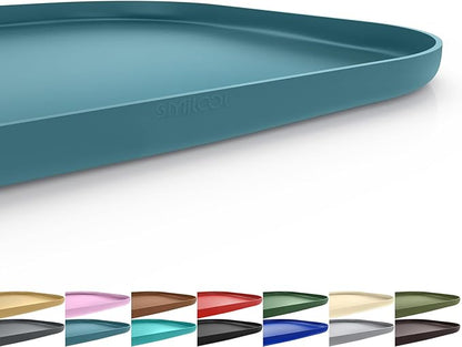 Silicone Pet Feeding Mat with Raised Edge for Food and Water, Dog Bowl Mats, Cat Bowls Placemat with High Lip for Floor Waterproof, Rubber Tray for Cats and Dogs 24 x 16 x0.8 Slate Blue