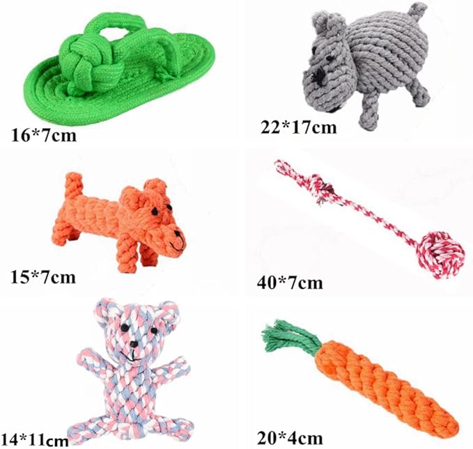 6 Pack Ferret Rope Chew Toys Durable Knotted Rope Tug Perfect for Teething Mammals Cotton Claws Grinding Toys Interactive Dog Cat Toy Set