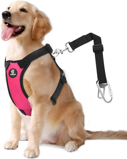 VavoPaw Dog Seat Belt, Safety Vest Dog Car Harness with Adjustable Buckle Dog Seat Belt for Vehicle Nylon Pet Safety Seat Belts Heavy Duty(L, Magenta)