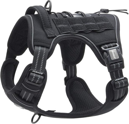 AUROTH Tactical Dog Harness for Large Dogs No Pull Adjustable Pet Harness Reflective Working Training Easy Control Pet Vest Military Service Dog Harnesses Black XXL