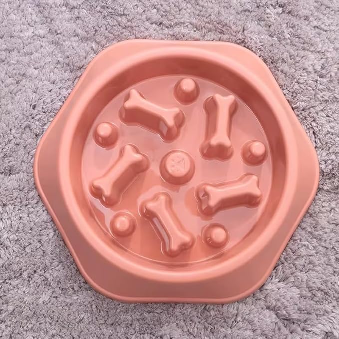 Slow Feeder Anti Gulp Easy Digestion Feeder Bowl (Pink, Medium)