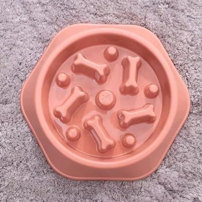 Slow Feeder Anti Gulp Easy Digestion Feeder Bowl (Pink, Medium)