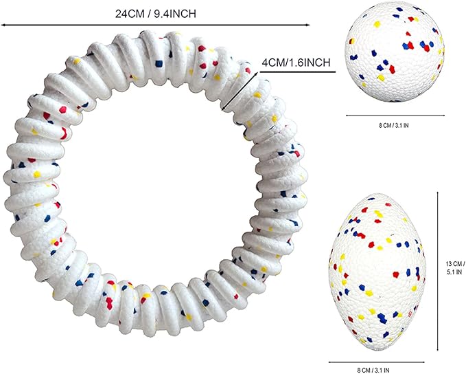 ETPU Dog Toys 3-Piece Set for Large Breeds - Super Bounce Ball, Tug-of-War Pull Ring & Football, Heavy Duty Chew Resistant Toys for Aggressive Chewers, Outdoor Fetch & Interactive Play
