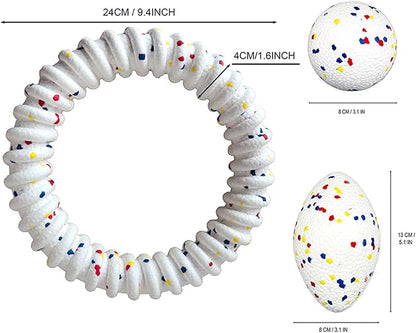 ETPU Dog Toys 3-Piece Set for Large Breeds - Super Bounce Ball, Tug-of-War Pull Ring & Football, Heavy Duty Chew Resistant Toys for Aggressive Chewers, Outdoor Fetch & Interactive Play