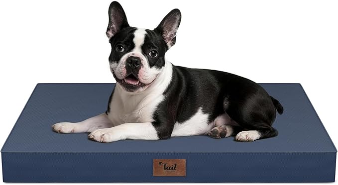 Outdoor Dog Bed for Small Dogs, Waterproof Dog Crate Bed for Medium Dogs Cats, Orthopedic Egg Crate Foam Pet Bed with Washable Removable Oxford Cover, Navy