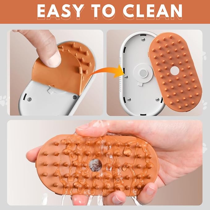 Cat Steam Brush for Shedding, 4-in-1 Rechargeable Pet Grooming Brush for Cats & Dogs, Anti-Static, Massage, Cleaning & Combing with Gentle Steam, Removes Loose Hair & Tangles (White)