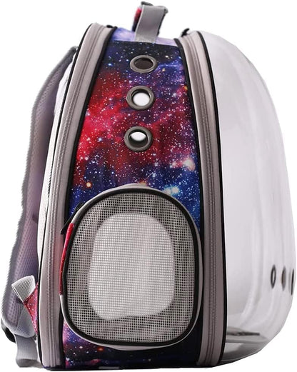 Galaxy Blue Cat Bubble Backpack, Back Extension Space Capsule Astronaut Clear Window Fit up to 12 Pounds Cat, Vet Transport Carry Bookbag, Airline Approved - Image 4