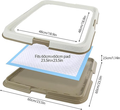 PAWISE Dog Training Pee Pad Holder Tray, Indoor Puppy Potty Pee Pad Floor Tray Dog Toilet, 24''X24', Large