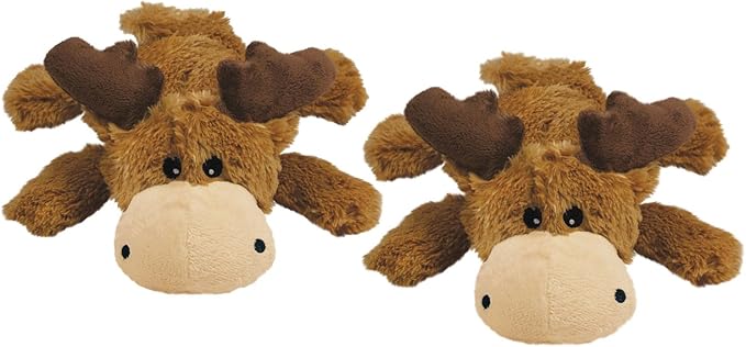 KONG Cozie Plush Dog Toys 2 Pack – Durable & Soft Squeaky Toys for Medium Dogs – Assorted Animal Characters (Marvin The Moose)