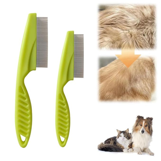 Pet Hair Comb, 2026 New Multifunctional Pets Grooming Comb for Knots Crust Floating, Stainless Grooming Massage Dual-Sided Comb for Small Dogs Puppies (Green)
