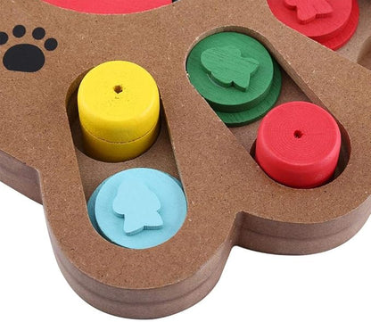 Dog Puzzle Toy, Wooden Dog Food Treat Toys Dog Puzzle Feeder Interactive Dog Training Toys for Dog Iq Training Slow Feeding and Mentally Stimulating(Paw Print Type)
